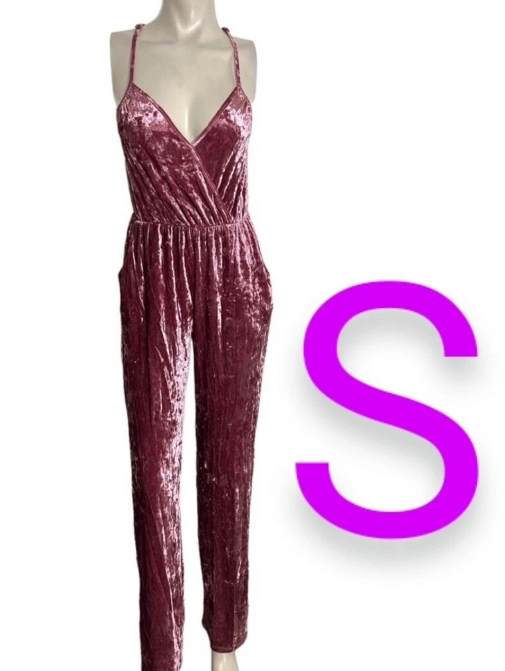 🆕Mauve Pink Velvet Cami Jumpsuit~Size S